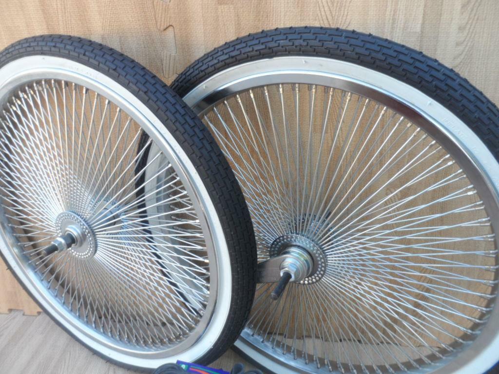 20″ Lowrider Bicycle Dayton Chrome Wheels & White Walls 140 Spoke Front & Rear