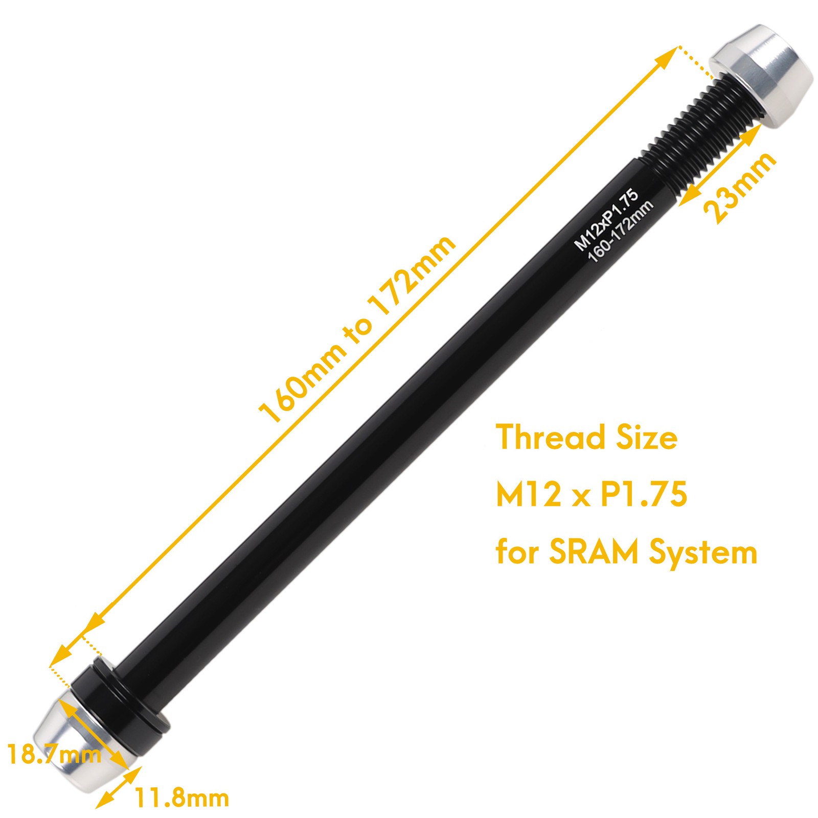 CD Bike Rear Wheel Indoor Trainer 12mm Thru Axle Skewer 160-172mm Thread P1.75