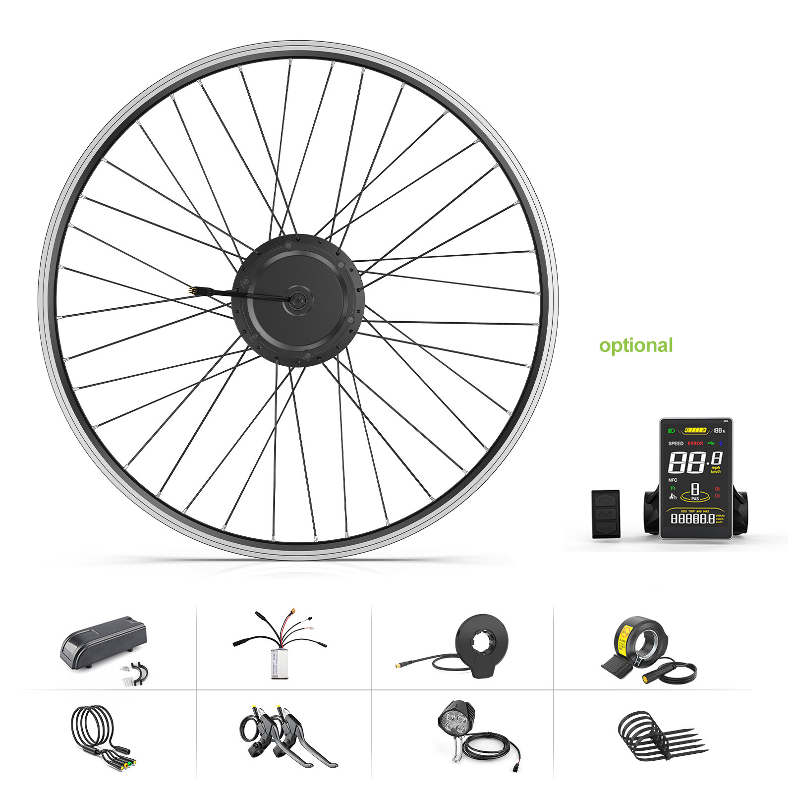 Electric Bike Conversion Kit 27.5” 48V 500W E-Bike Motor Hub Wheel with Battery
