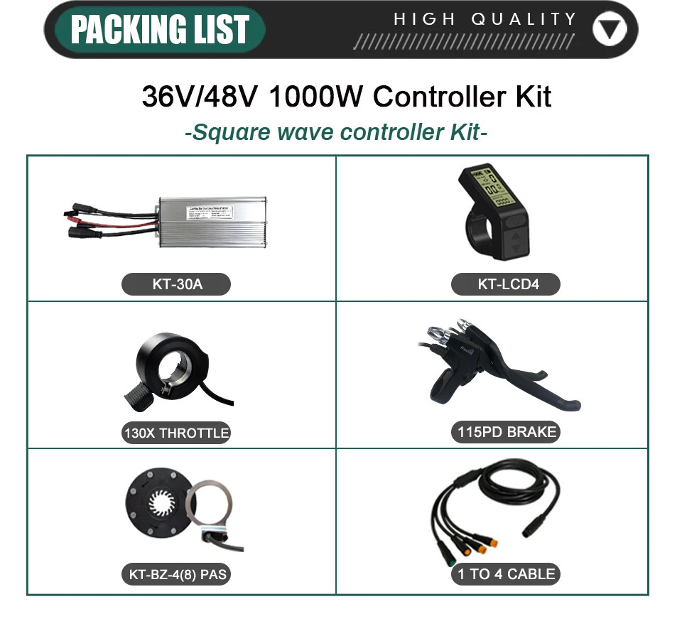 30A Controller Waterproof Conversion Kit with Display Ebrake Throttle PAS 1T4