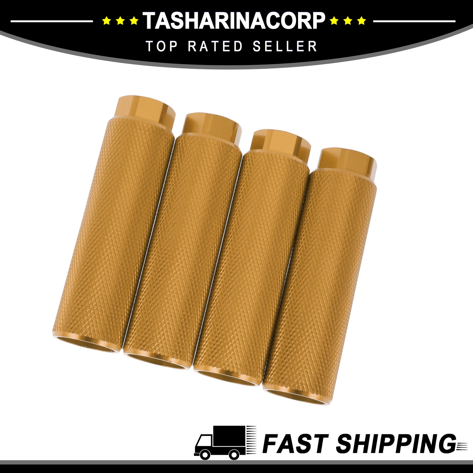 4Pcs Bike Pegs 100mm Bicycle Backseats Stands Cycling Foot Pegs Gold Tone