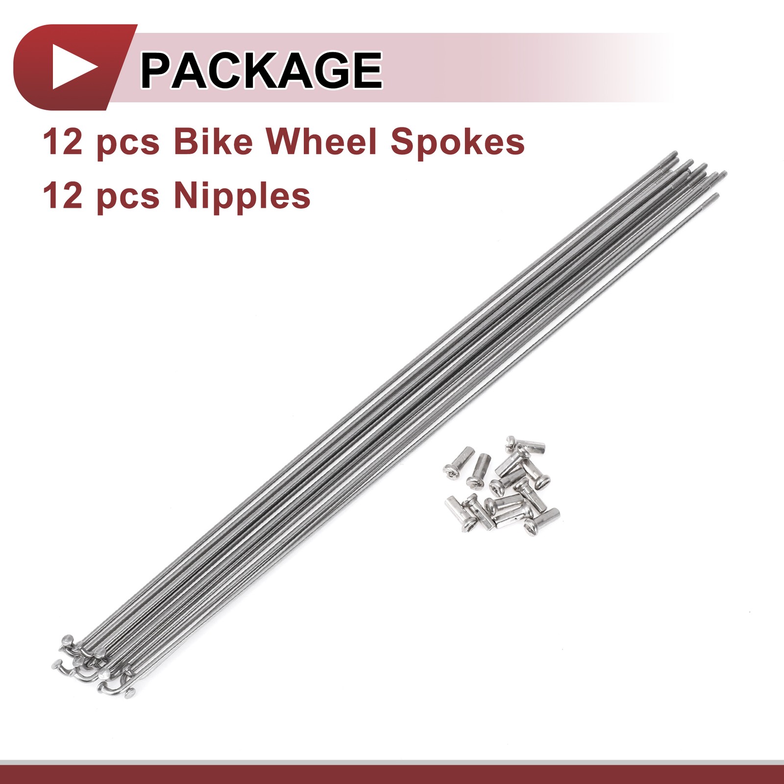 12 Set 14G Bicycle Spokes 265mm Bike Wheel Spokes 304 Stainless Steel