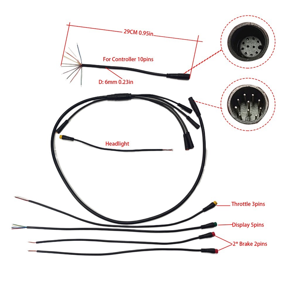 DIY Waterproof Wire Harness For Electric Bicycle 10 Cores 1T5-Display