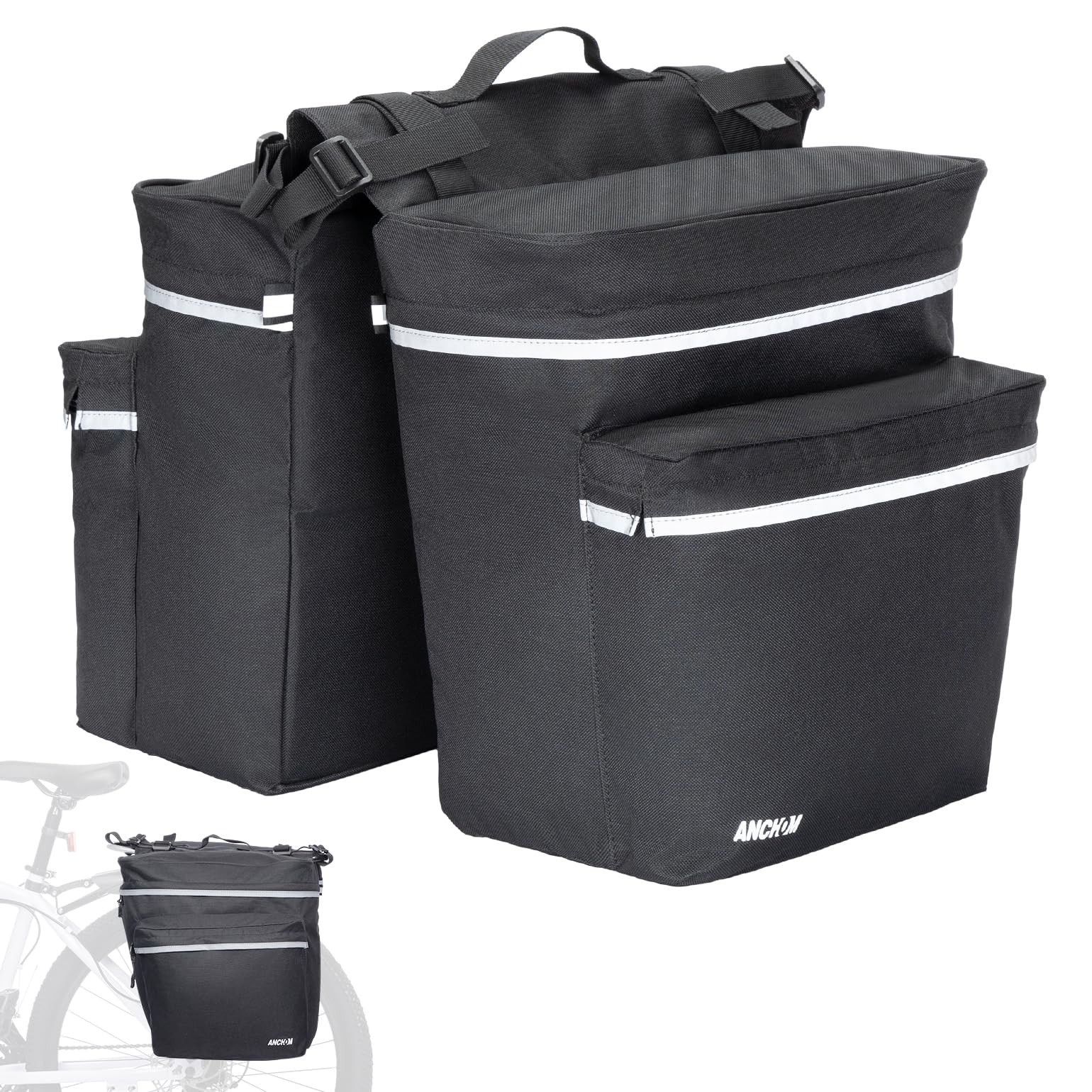 Bike Panniers, 34L Upgraded Water Resistant Saddle Bags for Bicycle Rear Rack…