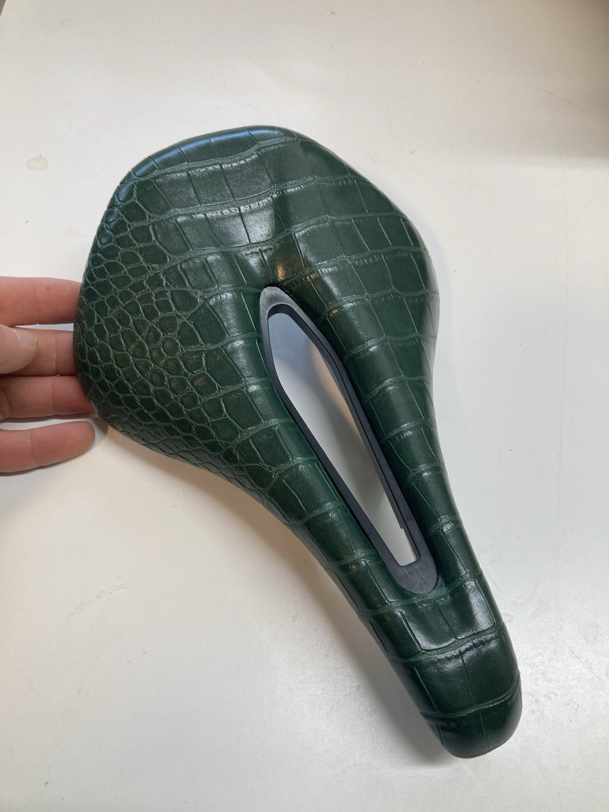 Green leather saddle 160mm x 250mm road gravel mountain bike seat short power