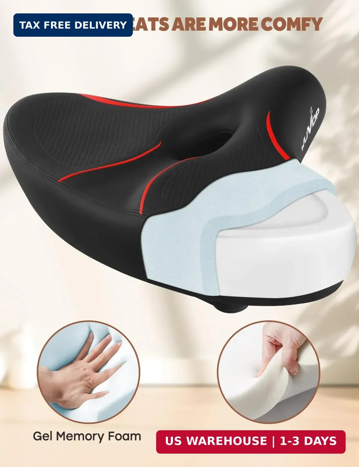 Oversized Bike Seat Compatible with Peloton, Comfort Bicycle Seat Replacement fo