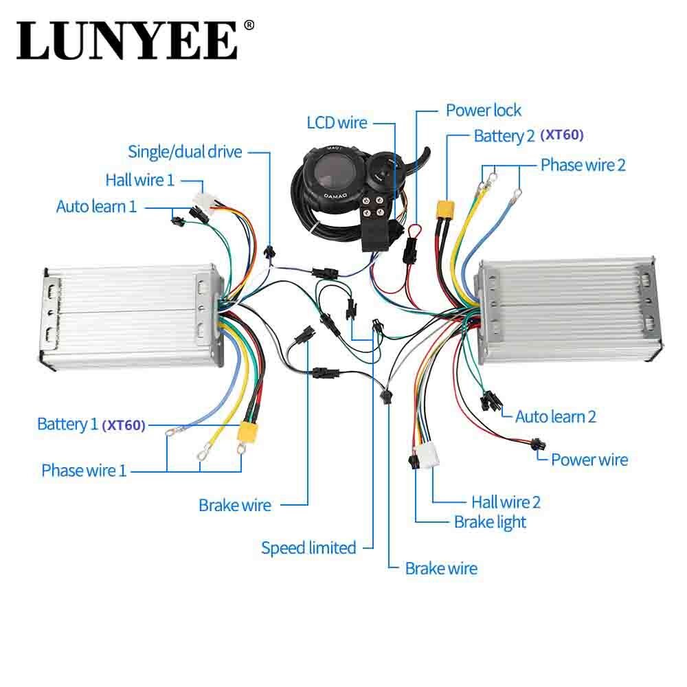 Dual Drive Controller With LCD Display 48V60V72V50A for Electric Scooter Acces