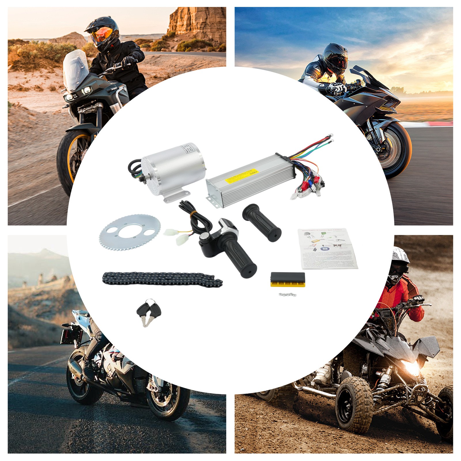 2000W Electric Brushless Toothed DC Motor Kit 4300rpm E-Bike Conversion Kit
