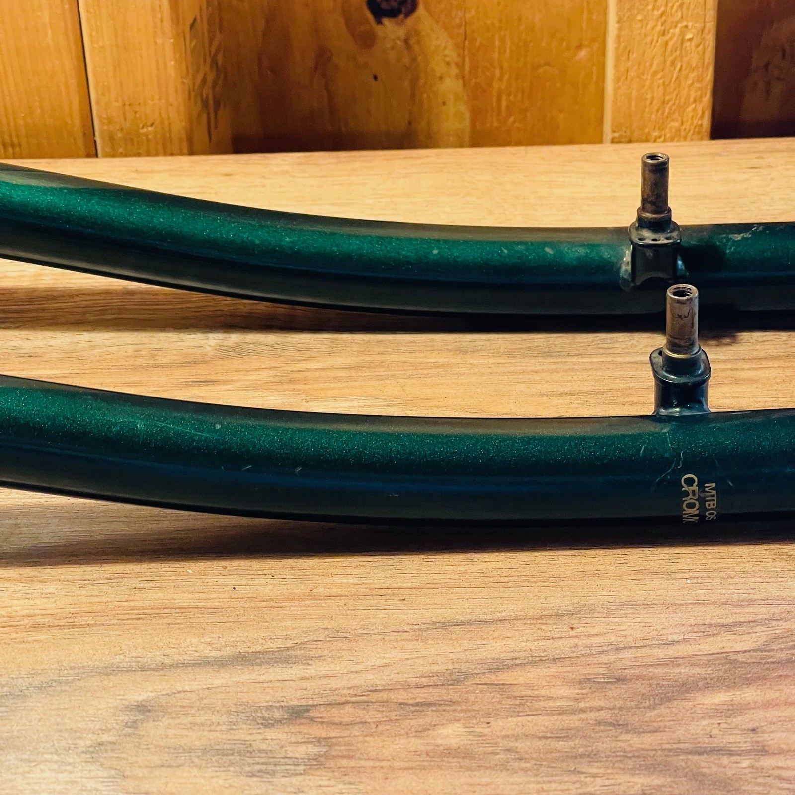 1-inch 1” Threaded Rigid MTB Fork 26 182 Steerer 395 AtoC Green Chromoly