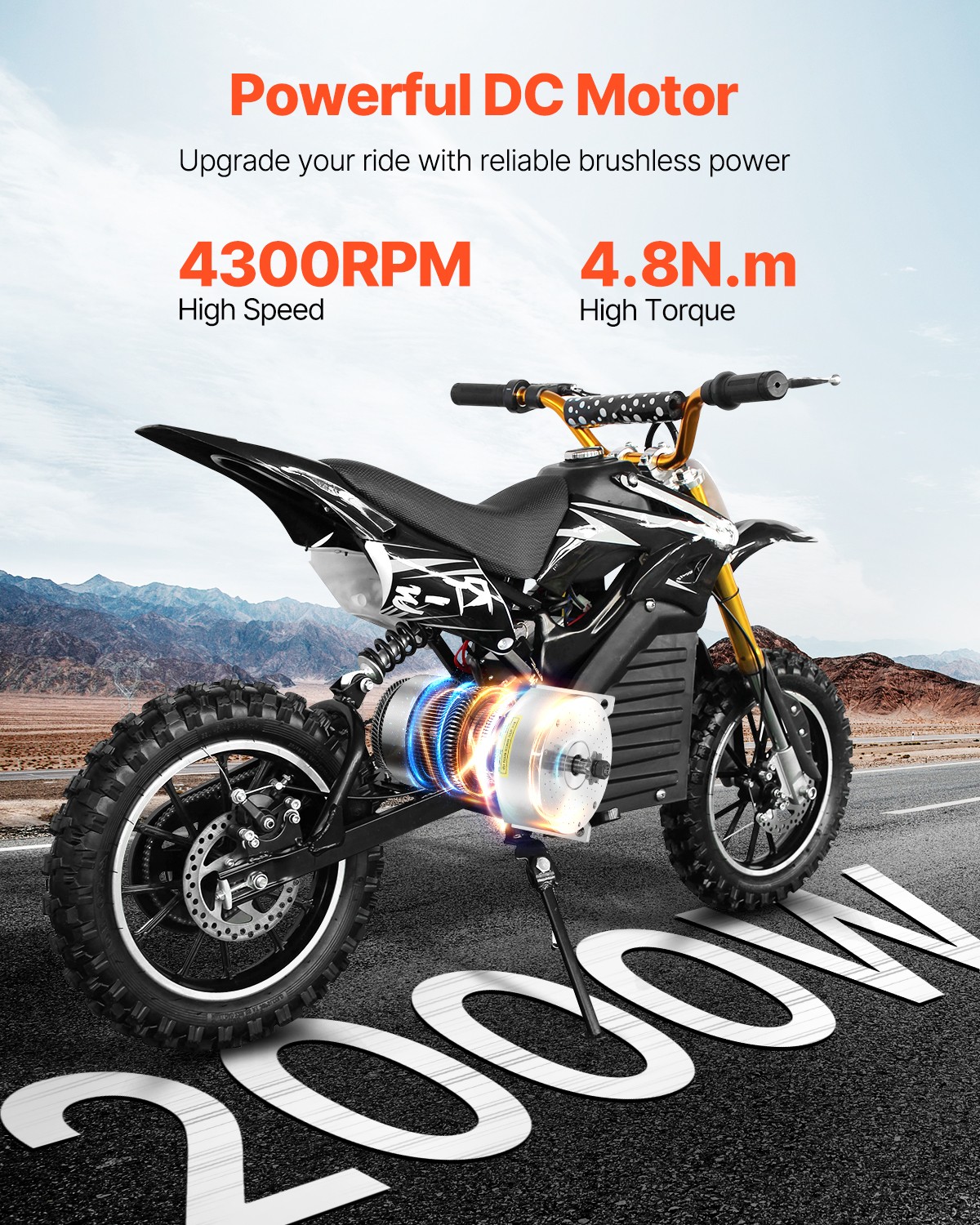 2000W Electric Brushless DC Motor Kit 48V 4300rpm Motor with Upgraded Controller