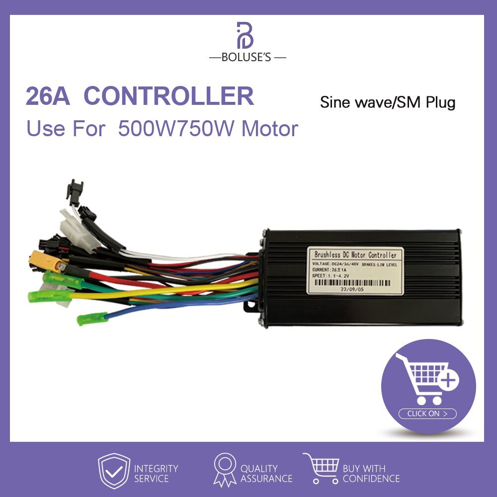 E-bike Controller 26A 500W 750W Sinewave Controller Display Panel 24V 36V 48V