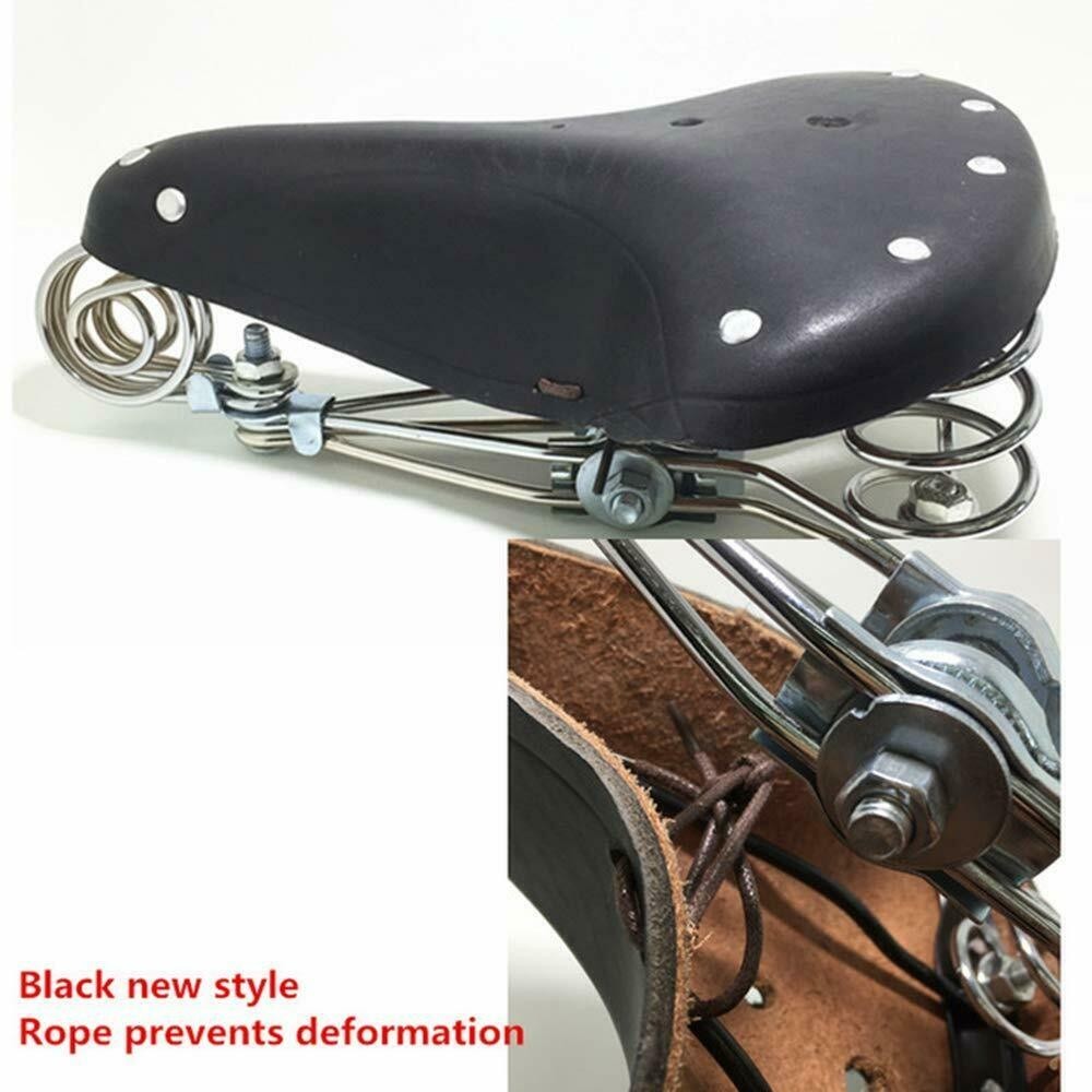 Vintage Classic Genuine LEATHER Retro Fit All Bicycle Cycling Springs Bike Seat