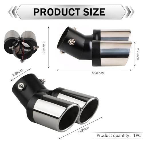 Car Dual Exhaust Tip, 2.5″ Dual Tail Pipe Muffler Tip, Stainless 1 PC Blue