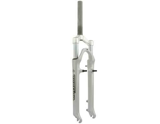 NEW! GENUINE ALLOY 26″ SUSPENSION BICYCLE FORK 1-1/8 INCH THREADLESS IN SILVER.