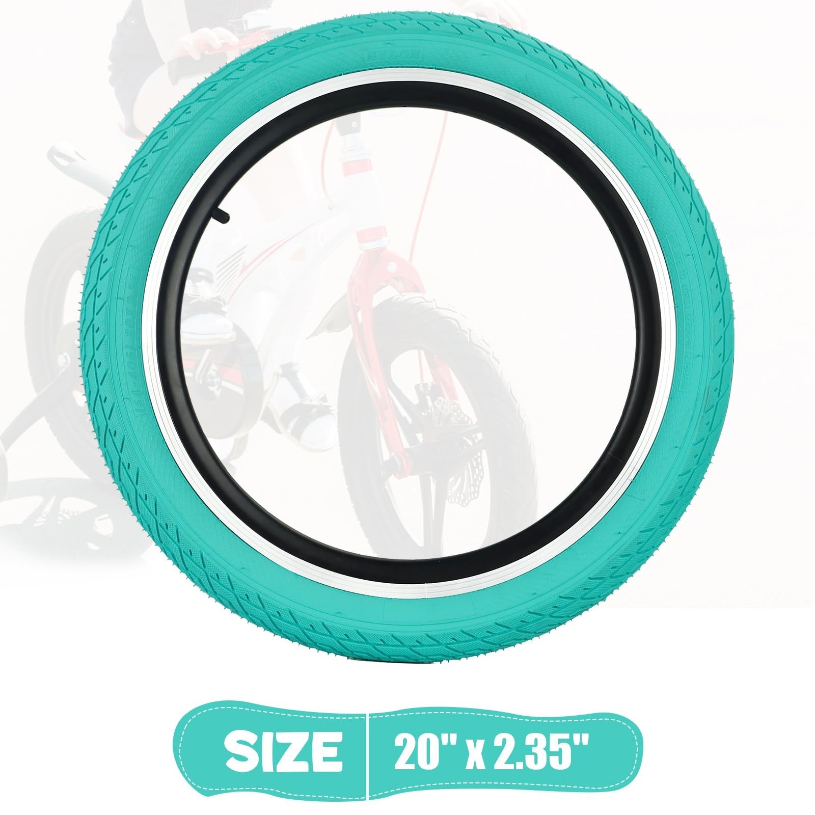 20 x 2.35 inch Kids Bike Tire Colorful Anti – Slip Foldable Replacement All T…
