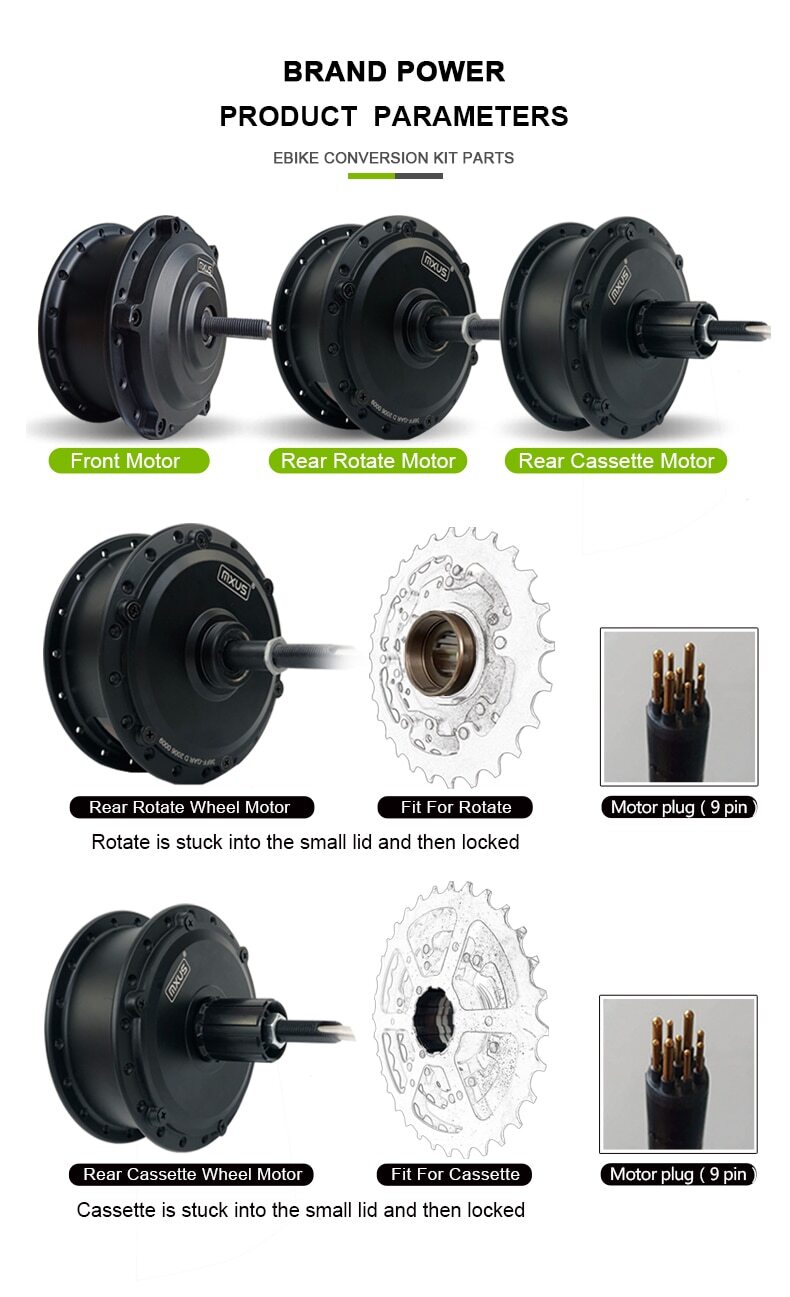 E-bike Front Motor Rear Rotate Cassette Motor 36V 48V 250W 350W 500W Electric
