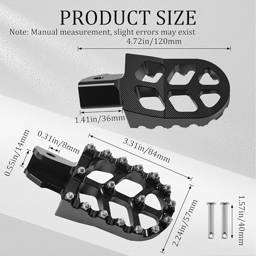 Black CNC Dirt Bike Foot Pegs – Wider Electric Bike Footpegs with Springs