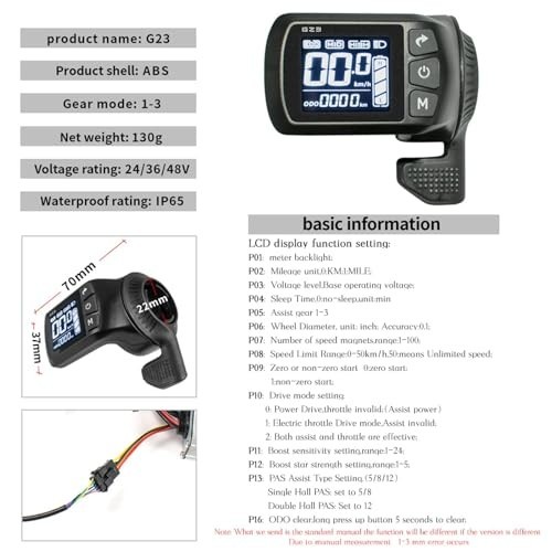 Ebike Brushless Motor Controller 500W 24V 36V 48V 25A LCD Display Kit with