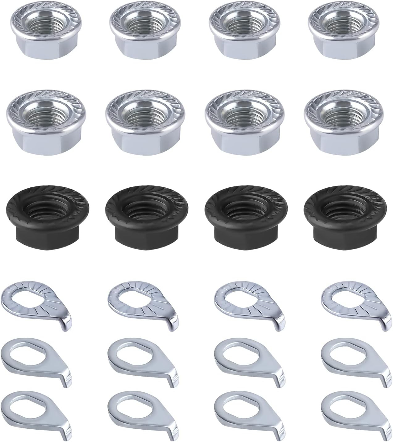 24Pcs Bike Wheel Axle Nut and Bicycle Hub Safety Washer Kit, Carbon