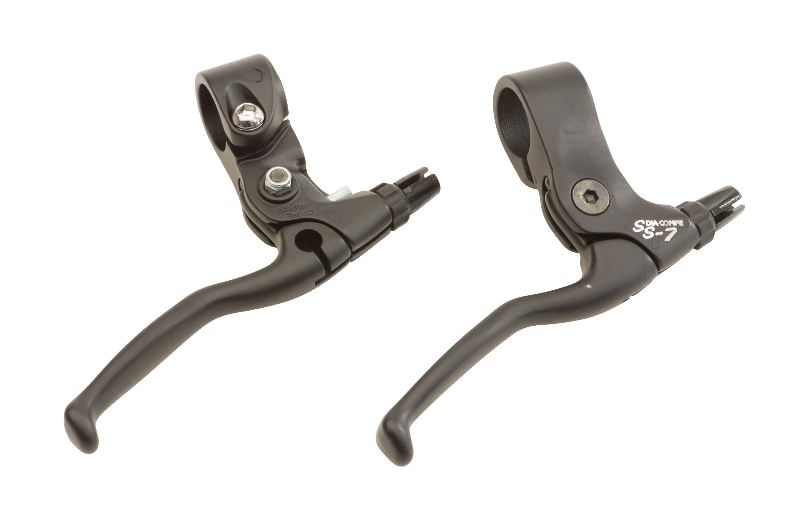 Dia-Compe SS-7 Brake Levers PAIR 2-Finger Short Stop 22.2mm Clamp Black NEW NOS
