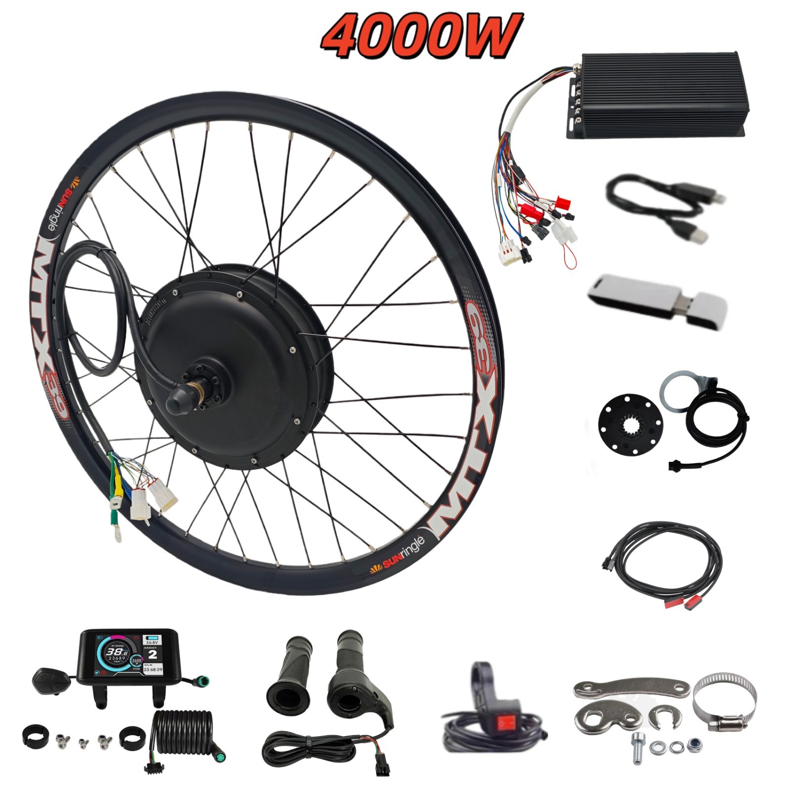 72V 4000W 135/155mm dropout 26″/27.5″/29″ MTX39 Conversion kit Sabvoton 80A
