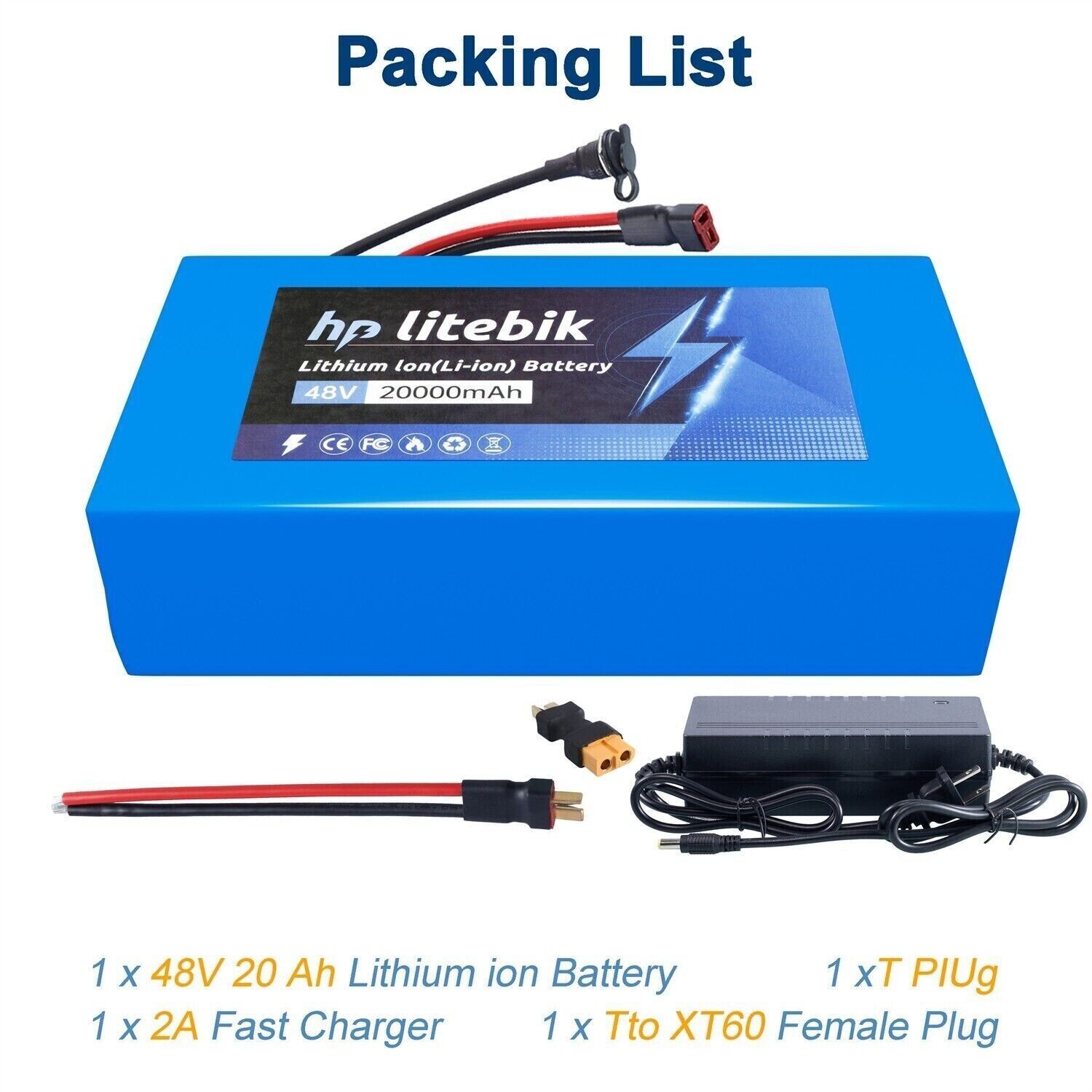 48V 8Ah 10Ah 14Ah 20Ah Lithium Batetry for 20W-1200W Electric Bike Ebike Scooter