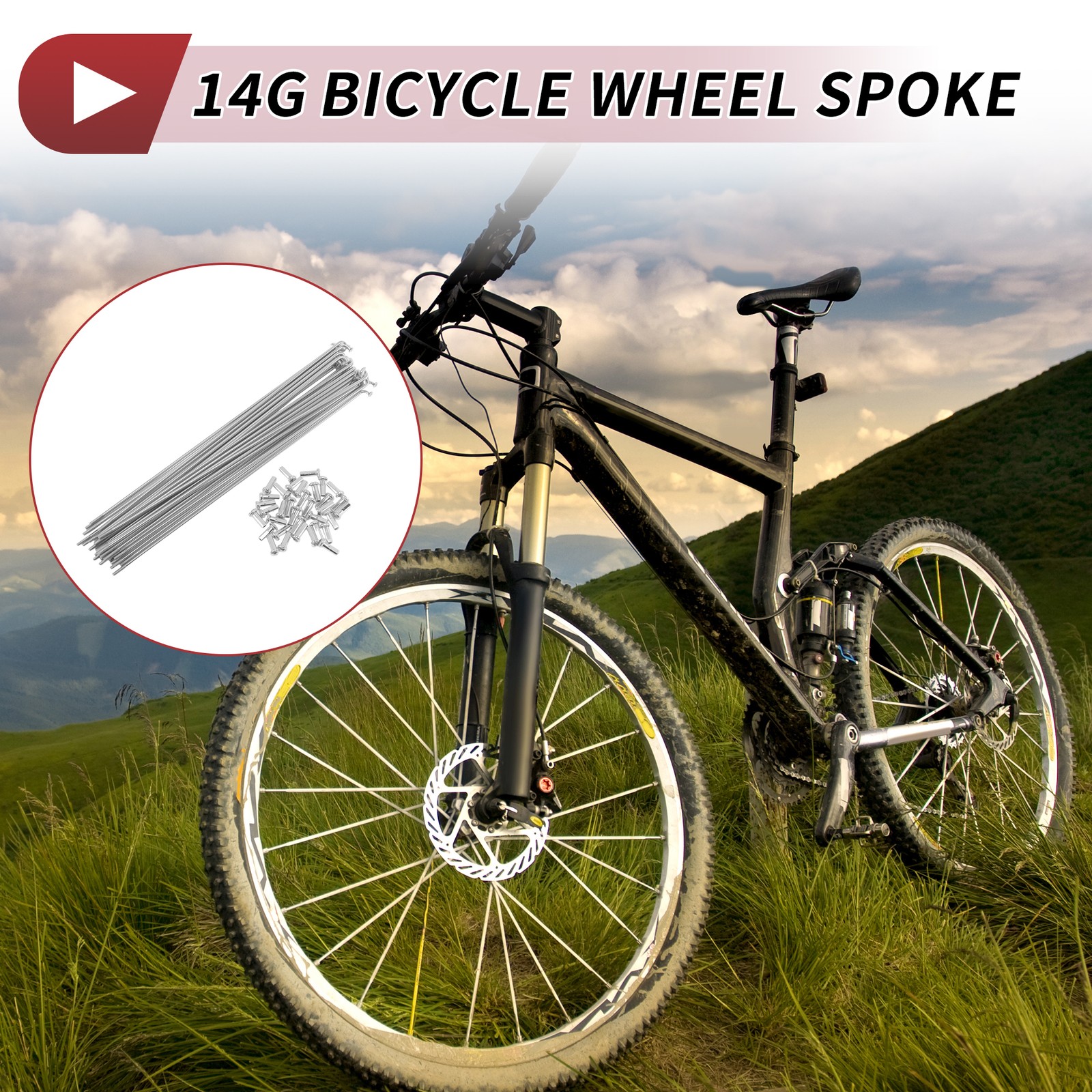 14G J Bend Bicycle Spokes 192mm Bike Wheel Spokes with Nipple Silver Tone 36 Set