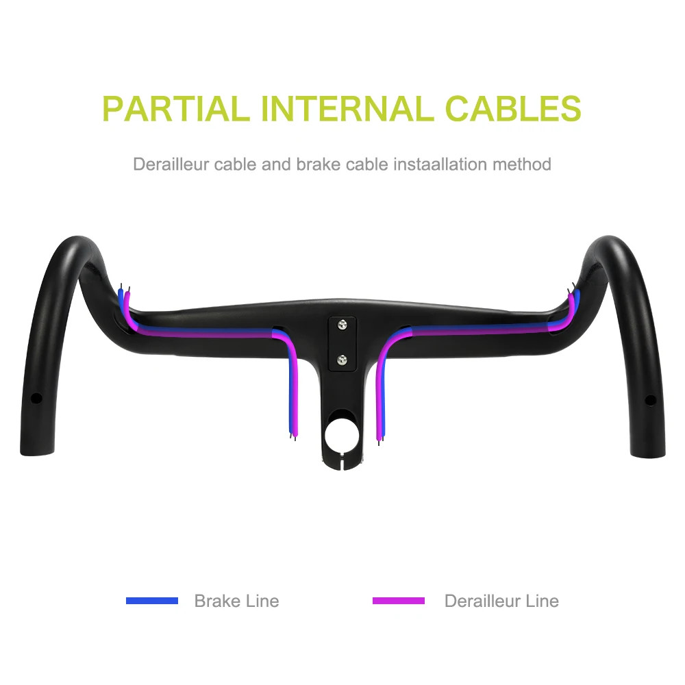 Road Bike Carbon Integrated Handlebar DI2 Full Internal Cable Routing Bent Bar