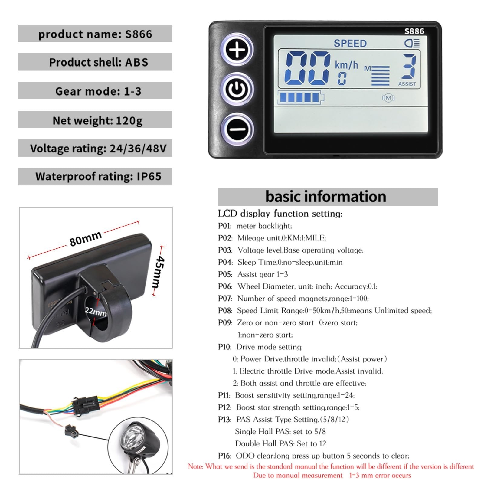 500W 25A Ebike Controller Kit – 24V 36V 48V Brushless Motor & LCD Display Panel