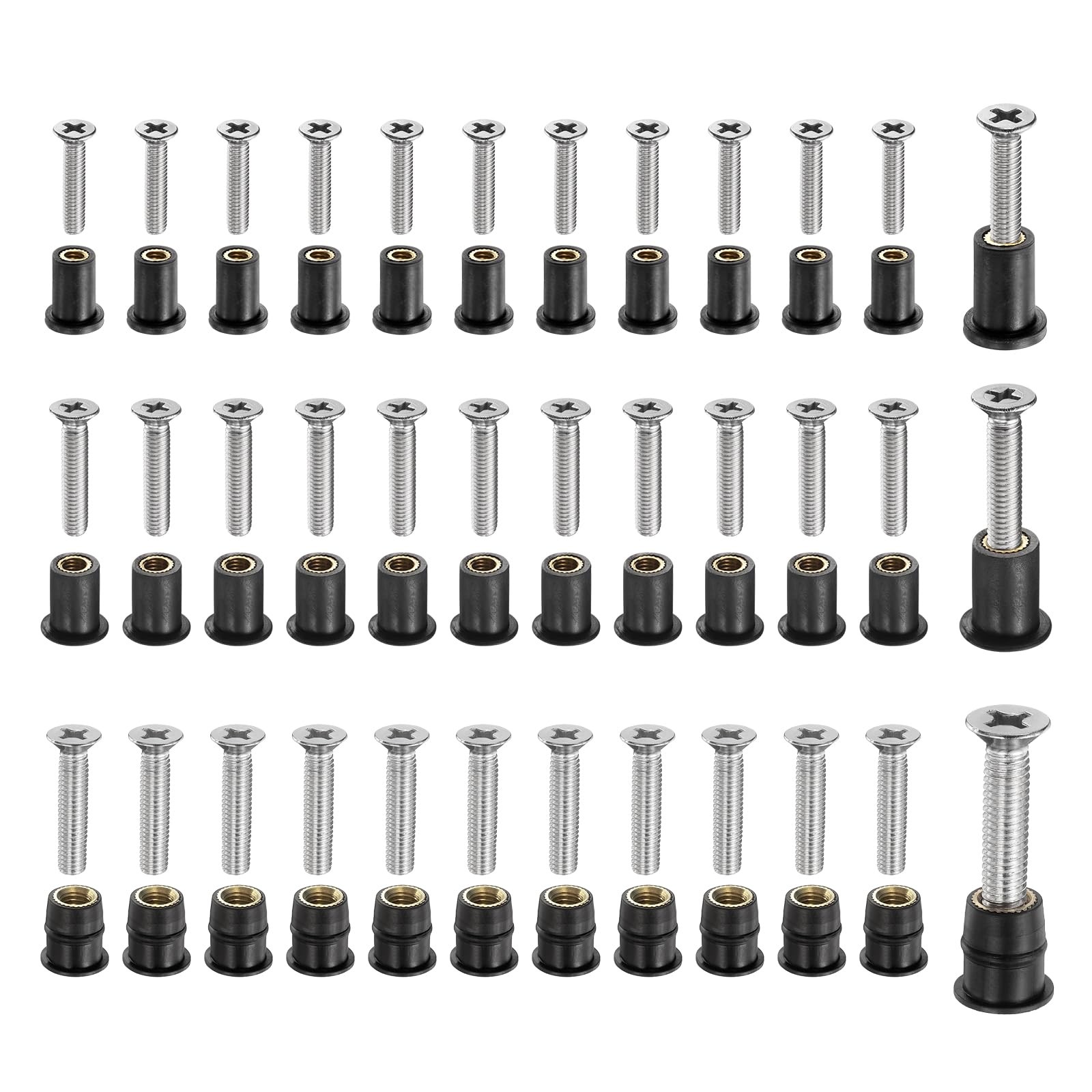 uxcell 36 Pairs M4 M5 M6 Neoprene Well Nuts with Stainless Steel