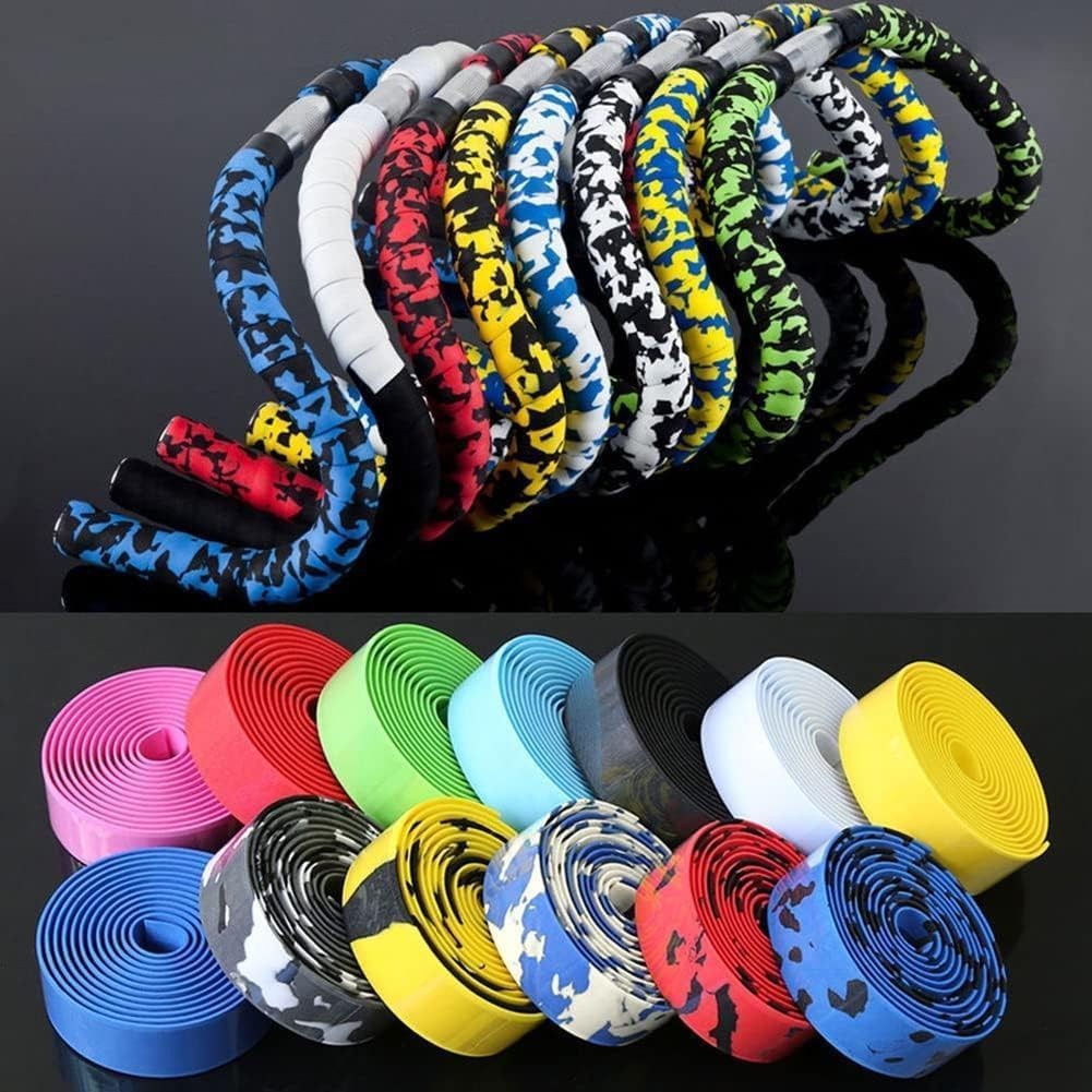 2 Rolls Bike Handlebar Tape Cycling Bar Wrap With Plugs Bicycle Grip Tape