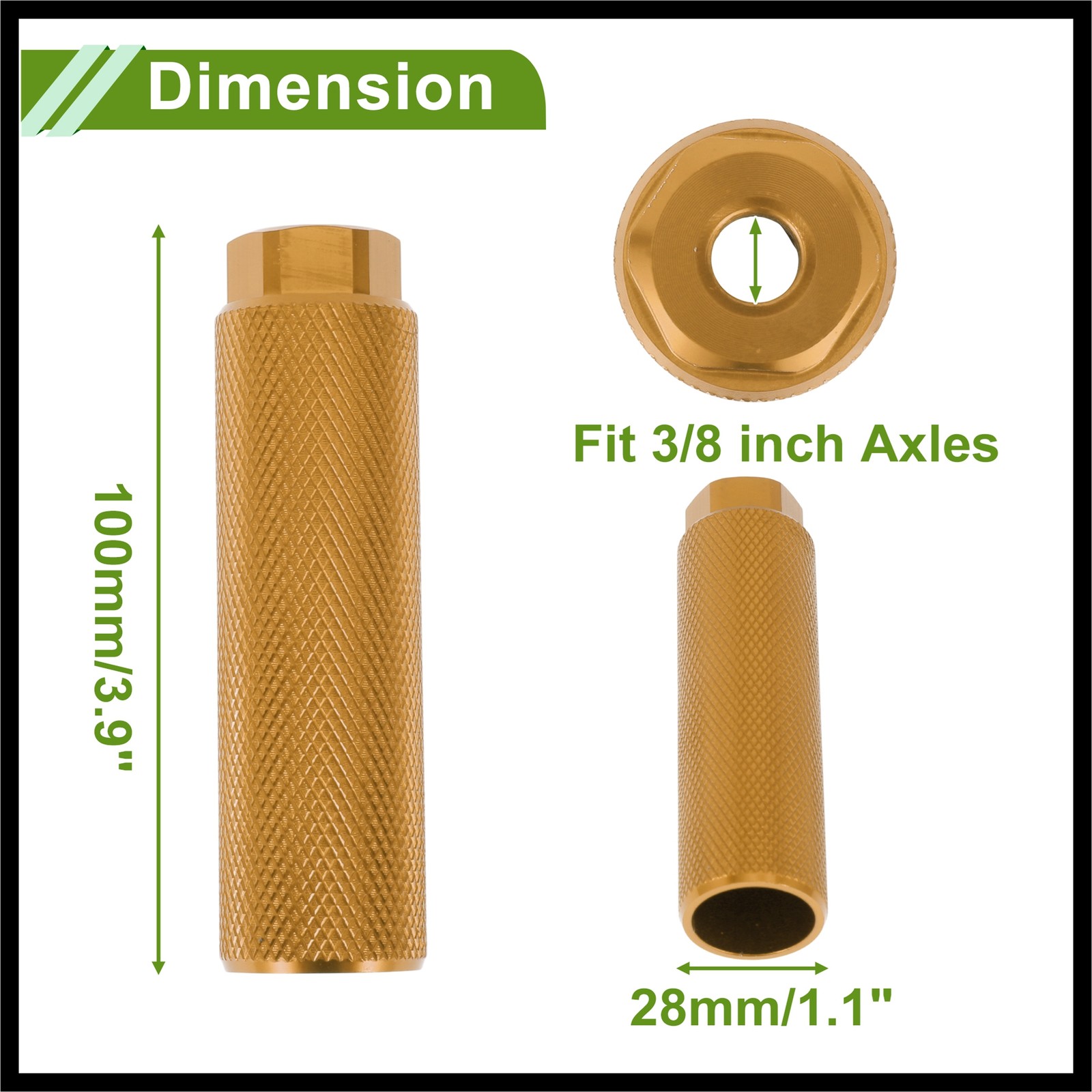 4Pcs Bike Pegs 100mm Bicycle Backseats Stands Cycling Foot Pegs Gold Tone