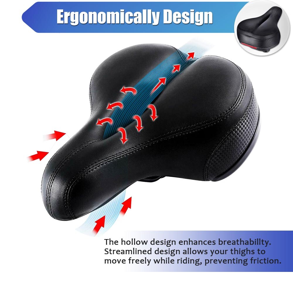 Bike Saddle Bicycle Seat Soft Pad Cushion & LED Tail Light Safety Warning Lamp