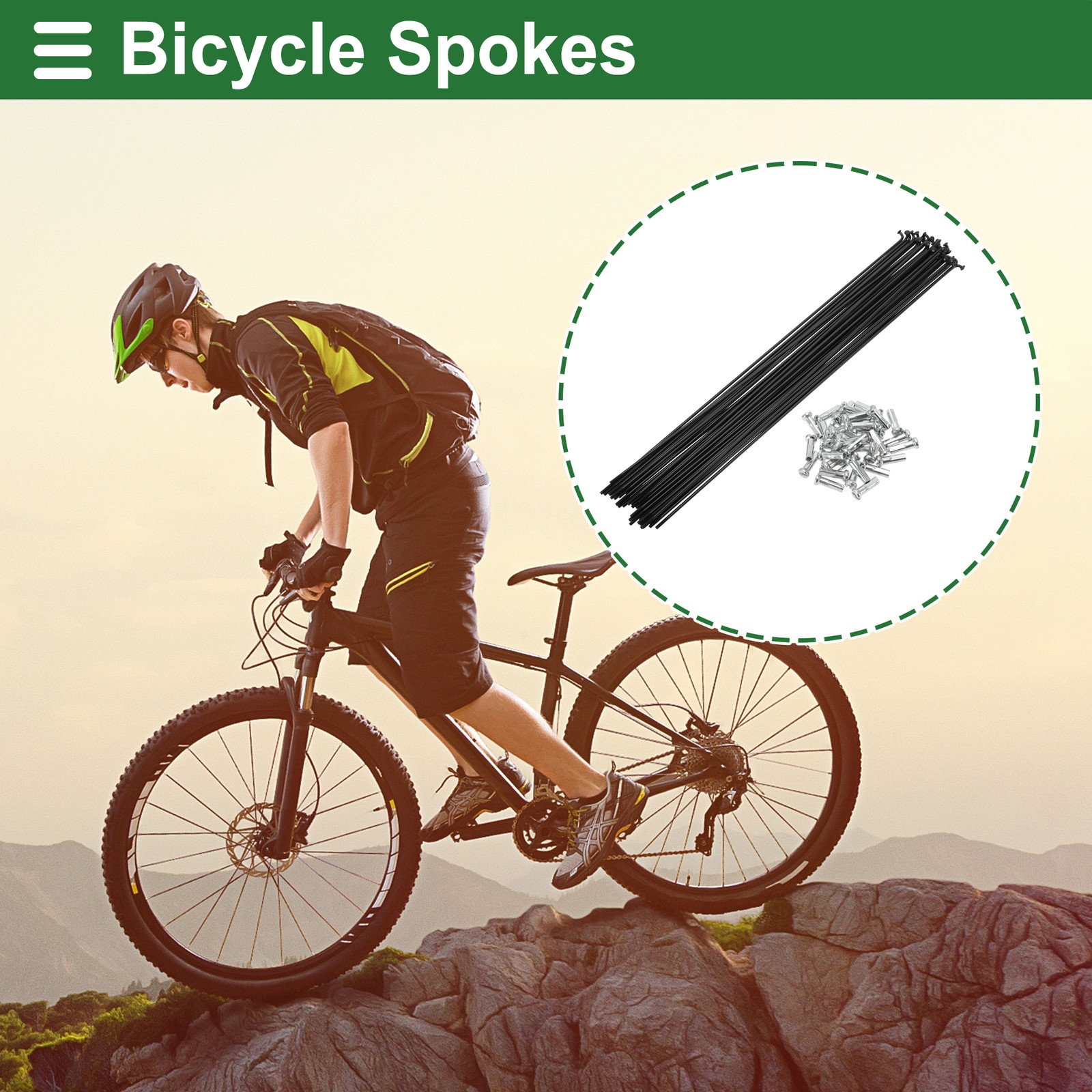 1 Set 14G 275mm Length Bicycle Spokes Nipple Carbon Steel Black Universal
