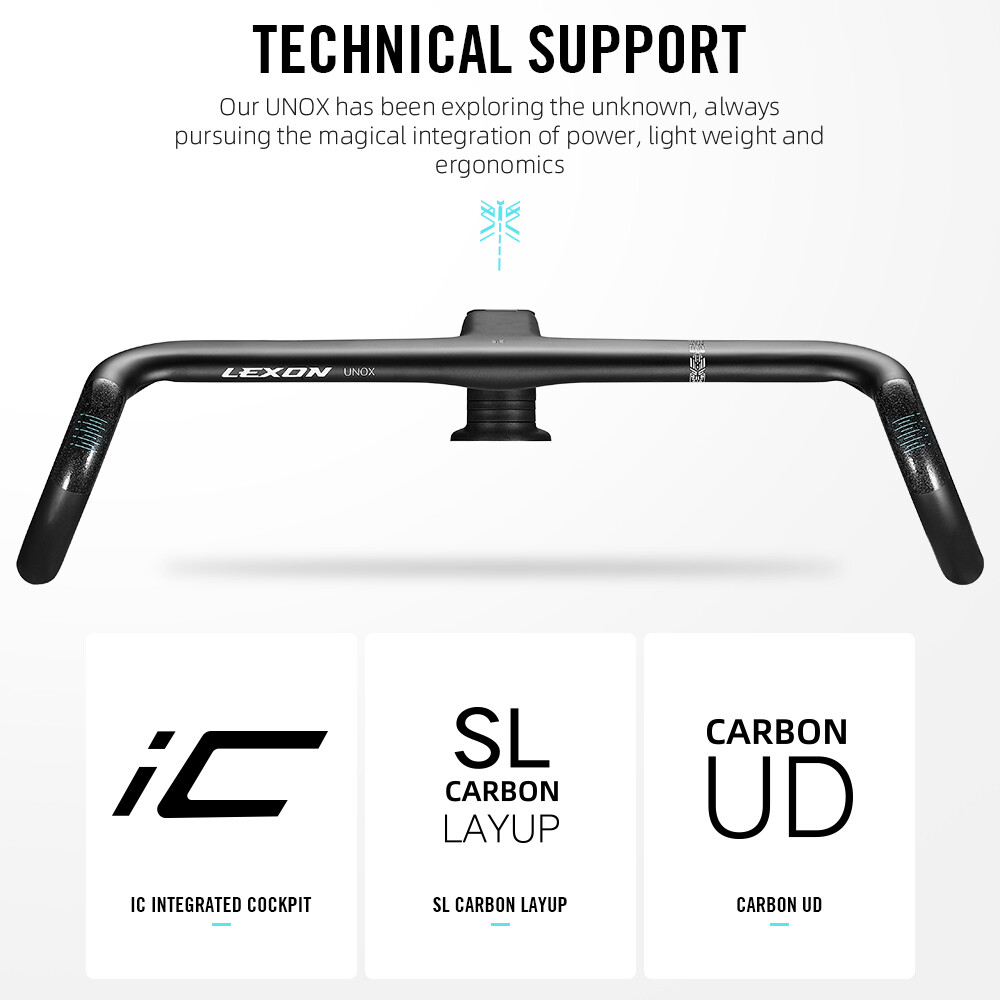 Gravel Road Bike Integrated Handlebar Carbon Fiber Exotropism 28.6mm with Mount