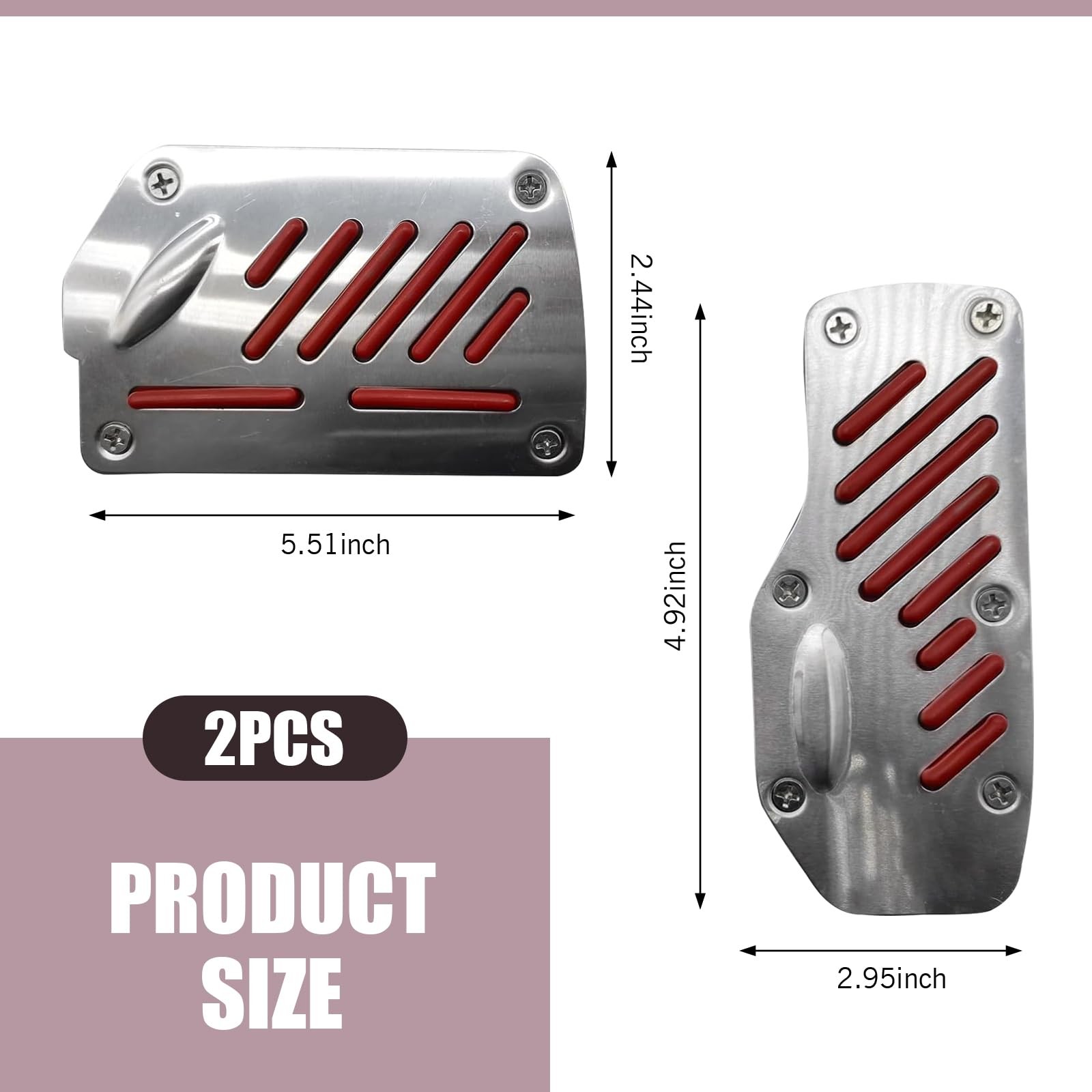 Car Brake Pedal Cover, Universal Automatic Transmission Pedal Red 2 PCS