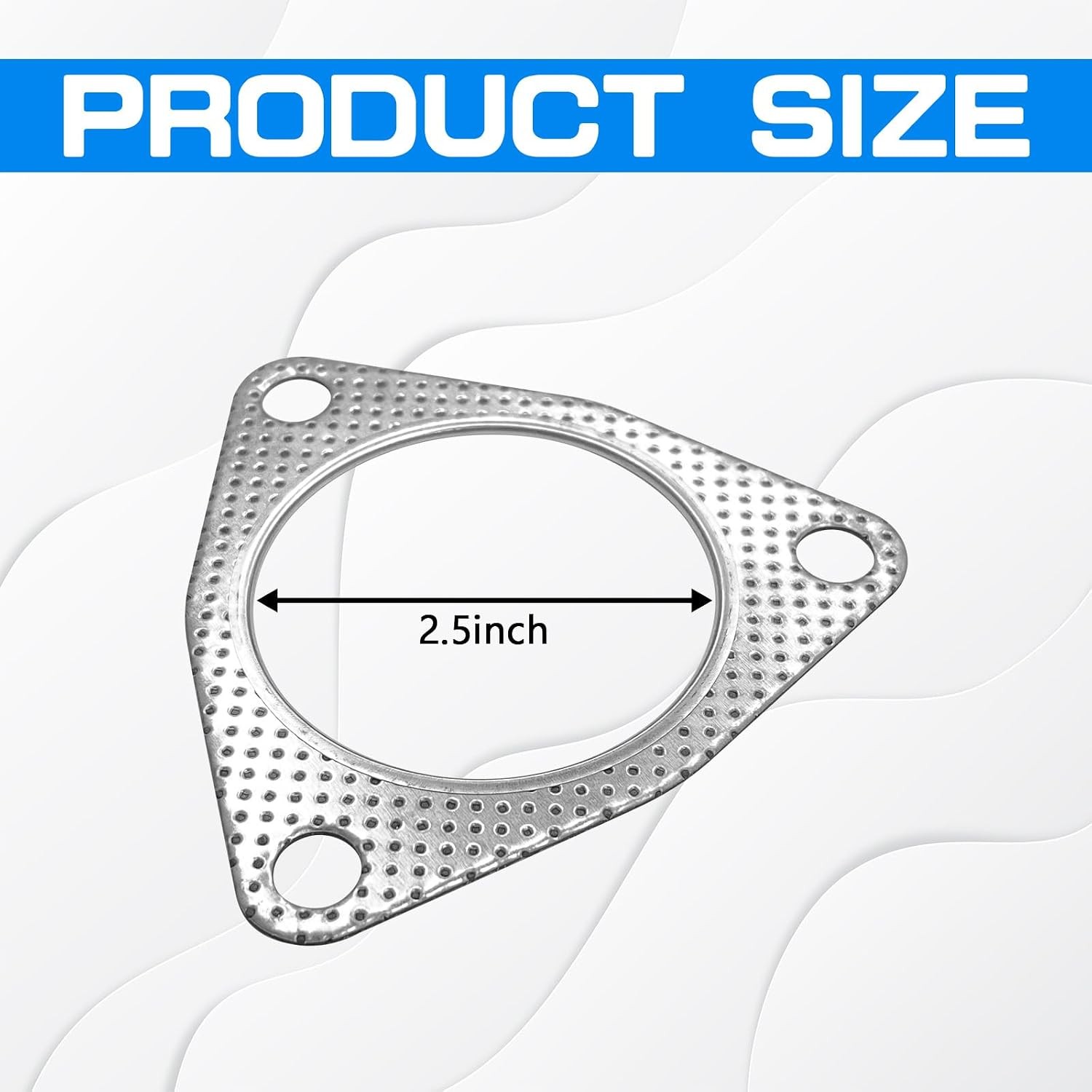 2PCS Exhaust Gasket, 3 Bolt Metal Three-hole Exhaust Flange Gasket, 2.5inch