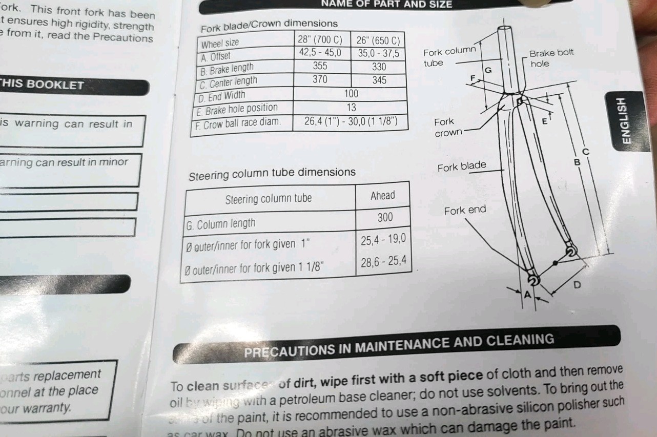 Mizuno Full Carbon 1 1/8 Inch Threadless Fork High Quality C2 Model