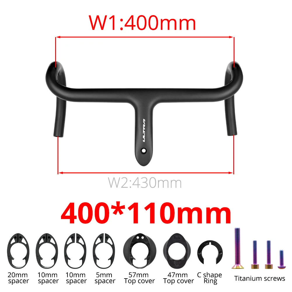 Lightweight Carbon Road Bike Integrated Handlebar 360mm-440mm with Mount 28.6mm