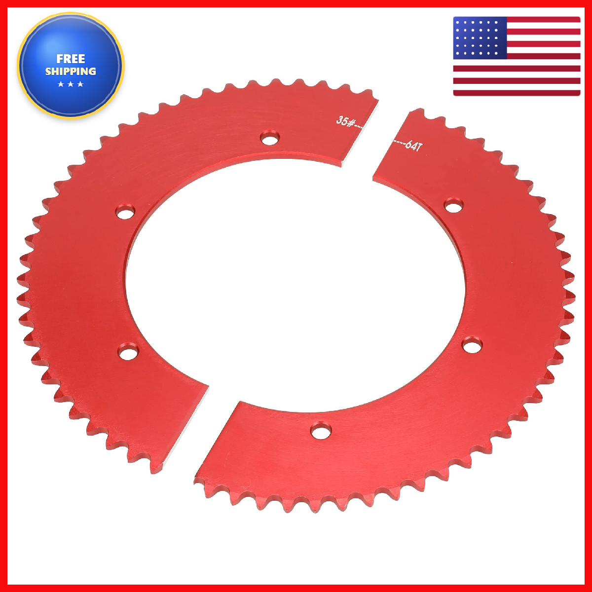 Grehua Universal Split Sprocket 35 Chain 64 Tooth Rear Drive Wheel Aluminum For