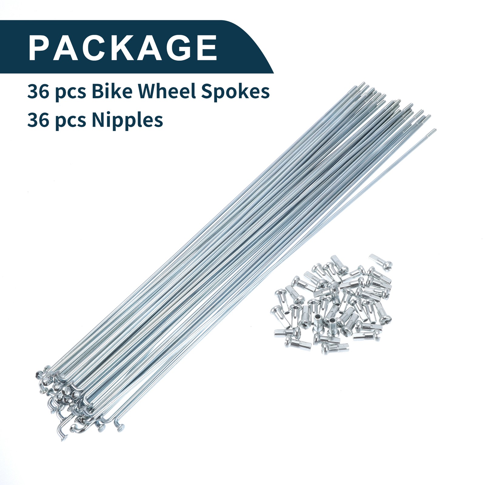 1 Set 13G 263mm Length Bicycle Spokes Nipple 45 Steel Galvanized Universal