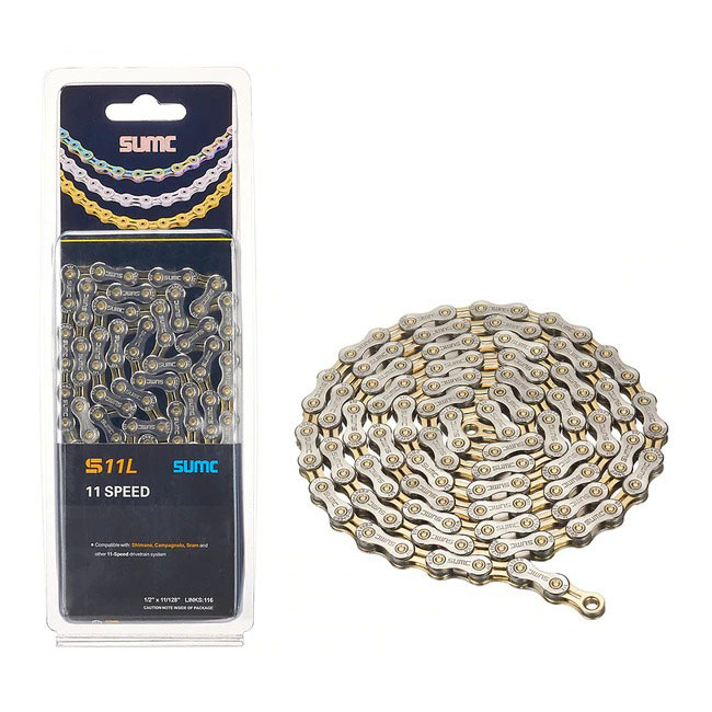 SUMC S11L 11-Speed 116-Links Bicycle Chain -Silver/Gold