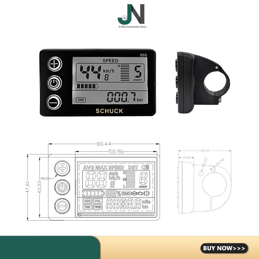 Display with 5 Pin Waterproof Female Connector Use for Electric Bicycle Motor
