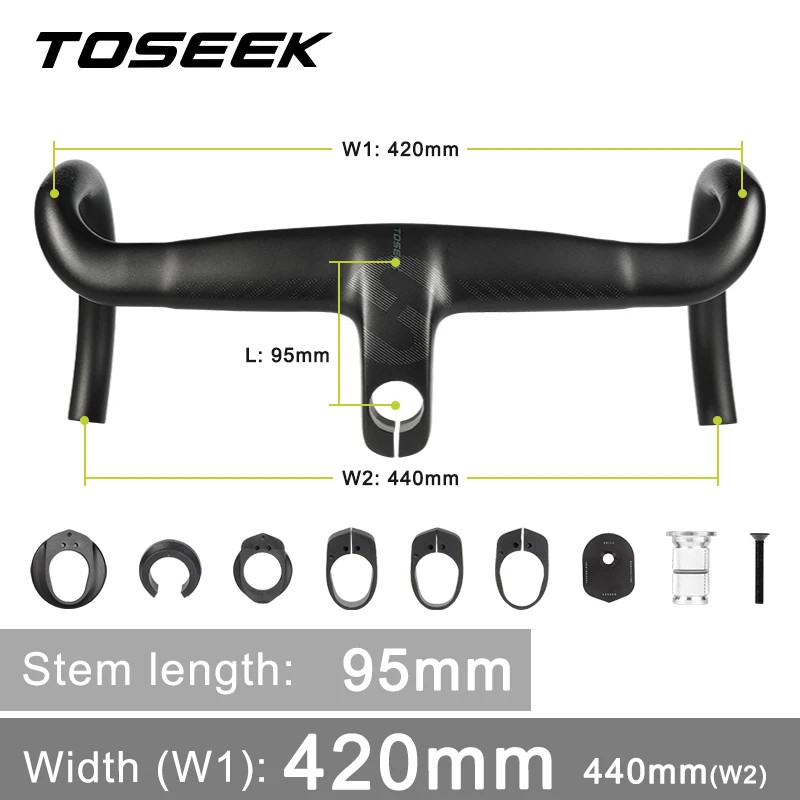 Road Bike Carbon Integrated Handlebar DI2 Full Internal Cable Routing Bent Bar