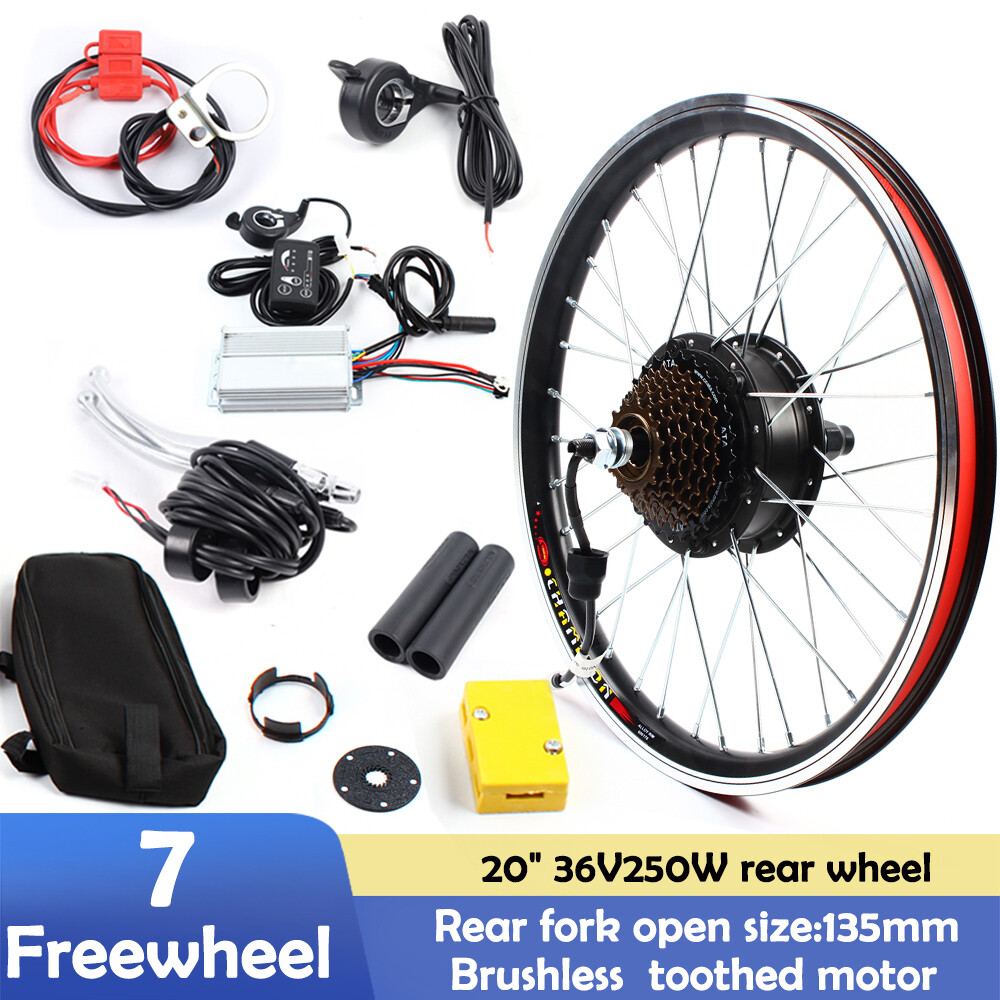 36V 250W 20″ E-Bike Rear Wheel Motor Hub Conversion Kit Electric Bicycle Cycling