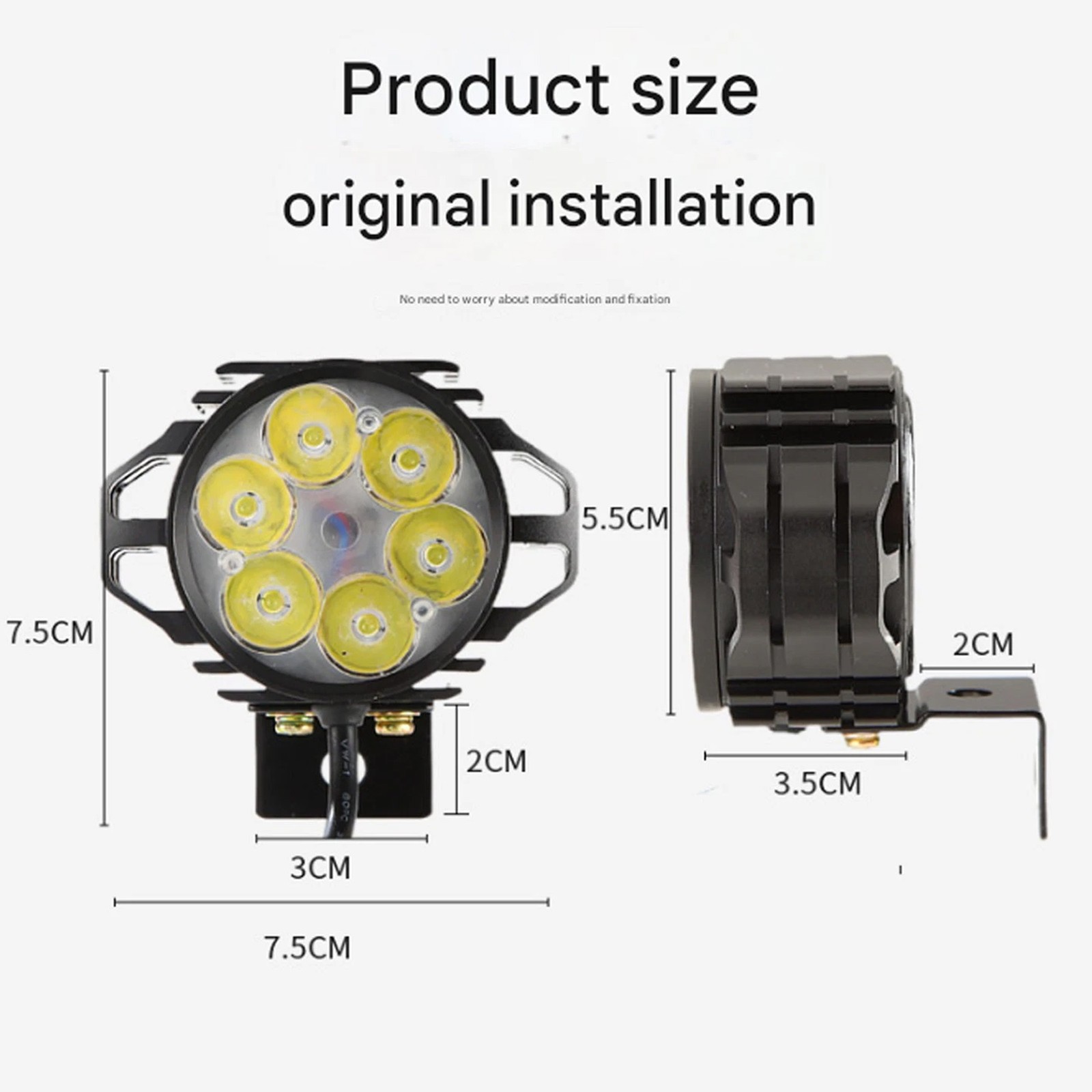 Electric Bike 6 LED Headlight 36V 48V 60V Front Light with Built-In Horn 3/4 Pin