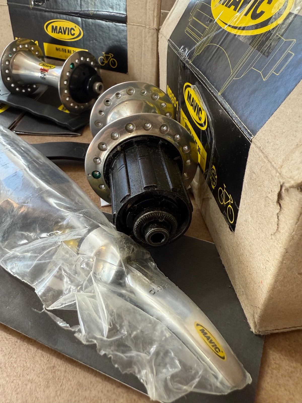 MAVIC MR 601 36H Front / Rear Hubset Moyeu AV & AR HG w QR Skewer NOS NEW in box