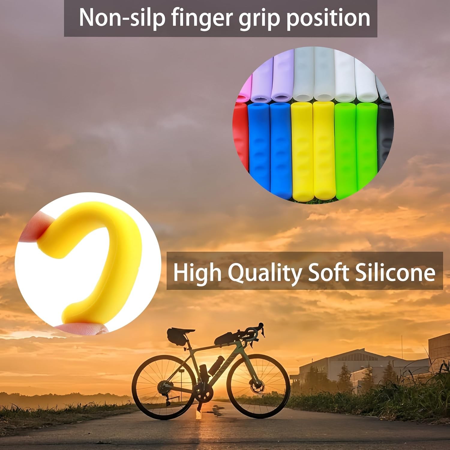 4Pairs Yellow Silicone Brake Lever Grip Covers Anti-Slip Shock MTB BMX Bike