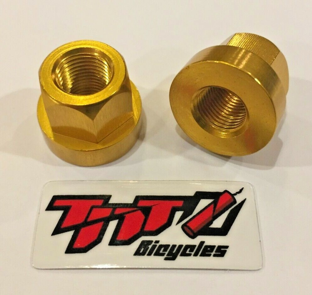 TNT BICYCLES – ALUMINUM AXLE NUTS – 3/8″ x 26tpi – SOLD AS PAIR (2pcs)