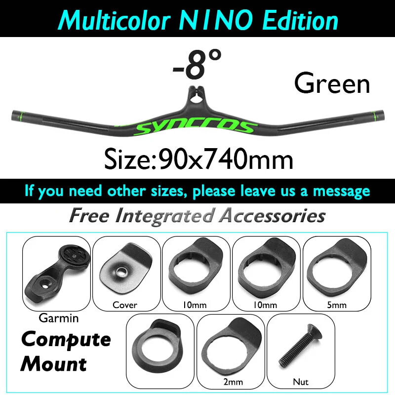 90*740mm Carbon Fiber Mountain Bike Integrated Handlebar -8/-17/ -25 Degree